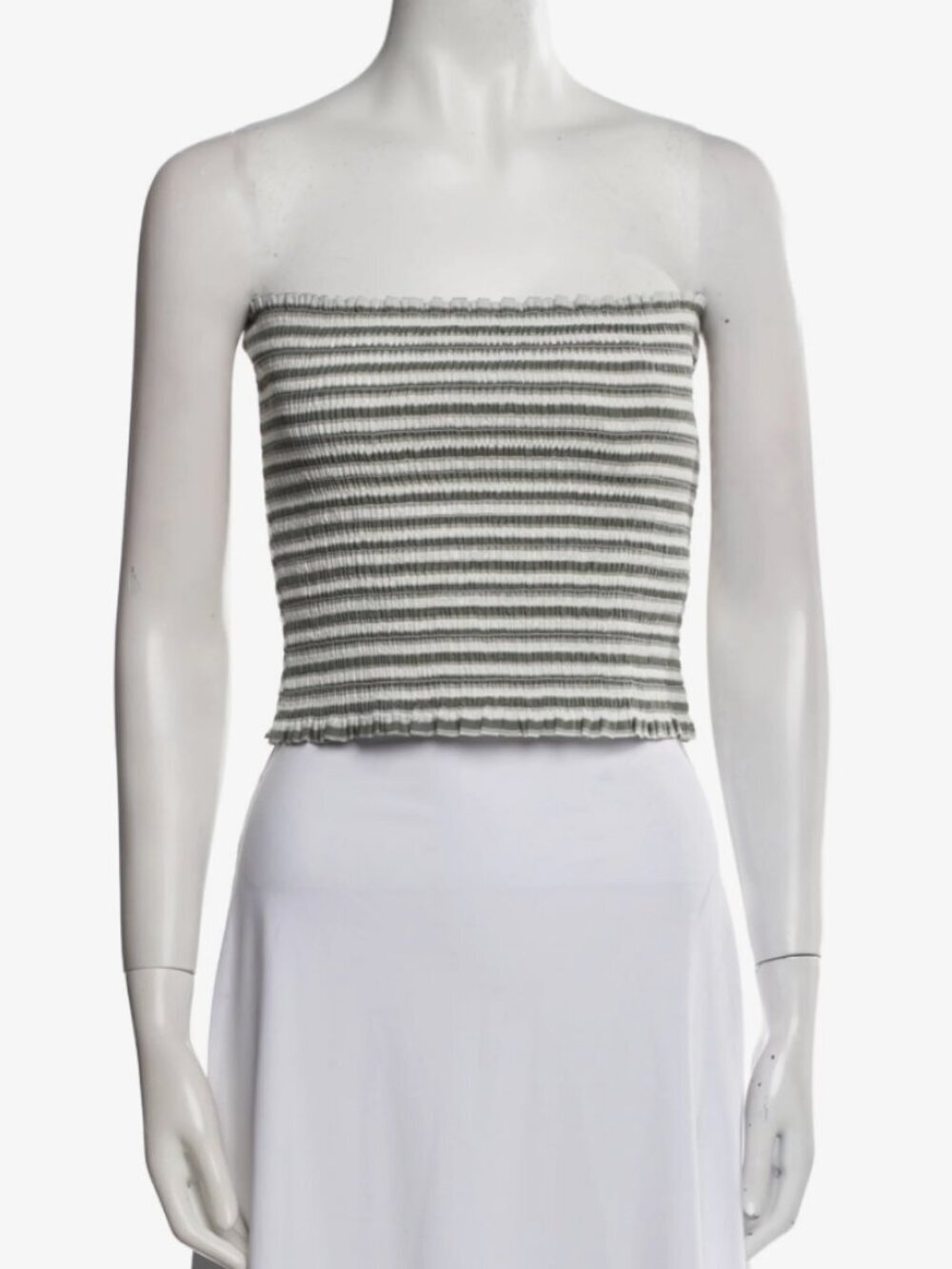 Christian Lacroix Olive Green White Smocked Mini Tube Top Size S Designer NWT